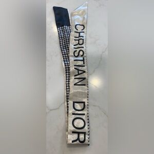 Dior white and Black Logo Satin Ribbon Scarf